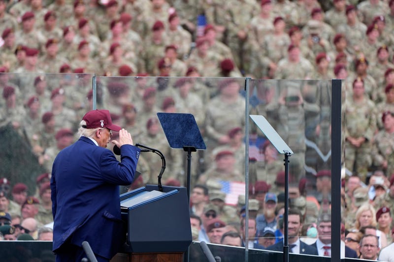 President Donald Trump speaks at Fort Bragg, Tuesday, June 10, 2025, in Fort Bragg, N.C.