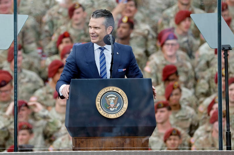 U.S Secretary of Defense Pete Hegseth speaks at Fort Bragg, N.C., Tuesday, June 10, 2025.