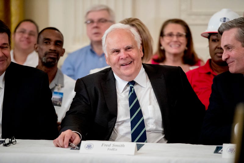 FILE - FedEx CEO Fred Smith appears at a signing ceremony where President Donald Trump signed an Executive Order that establishes a National Council for the American Worker in the East Room of the White House, Thursday, July 19, 2018, in Washington.