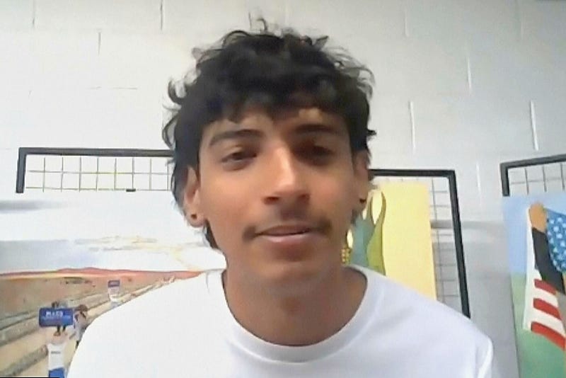 In this image taken from video provided by United Farm Workers, George Retes speaks about being arrested at an immigration raid at a Southern California marijuana farm during a press conference held over Zoom in Oxnard, Calif., Wednesday, July 16, 2025.
