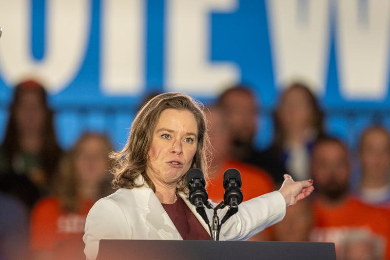 Wisconsin Lt. Gov. Sara Rodriguez speaks at a campaign event for Democratic presidential nominee Vice President Kamala Harris, Friday, Nov. 1, 2024, in Little Chute, Wis. 