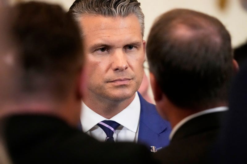 Defense Secretary Pete Hegseth attends an event to mark National Purple Heart Day in the East Room of the White House, Thursday, Aug. 7, 2025, in Washington.