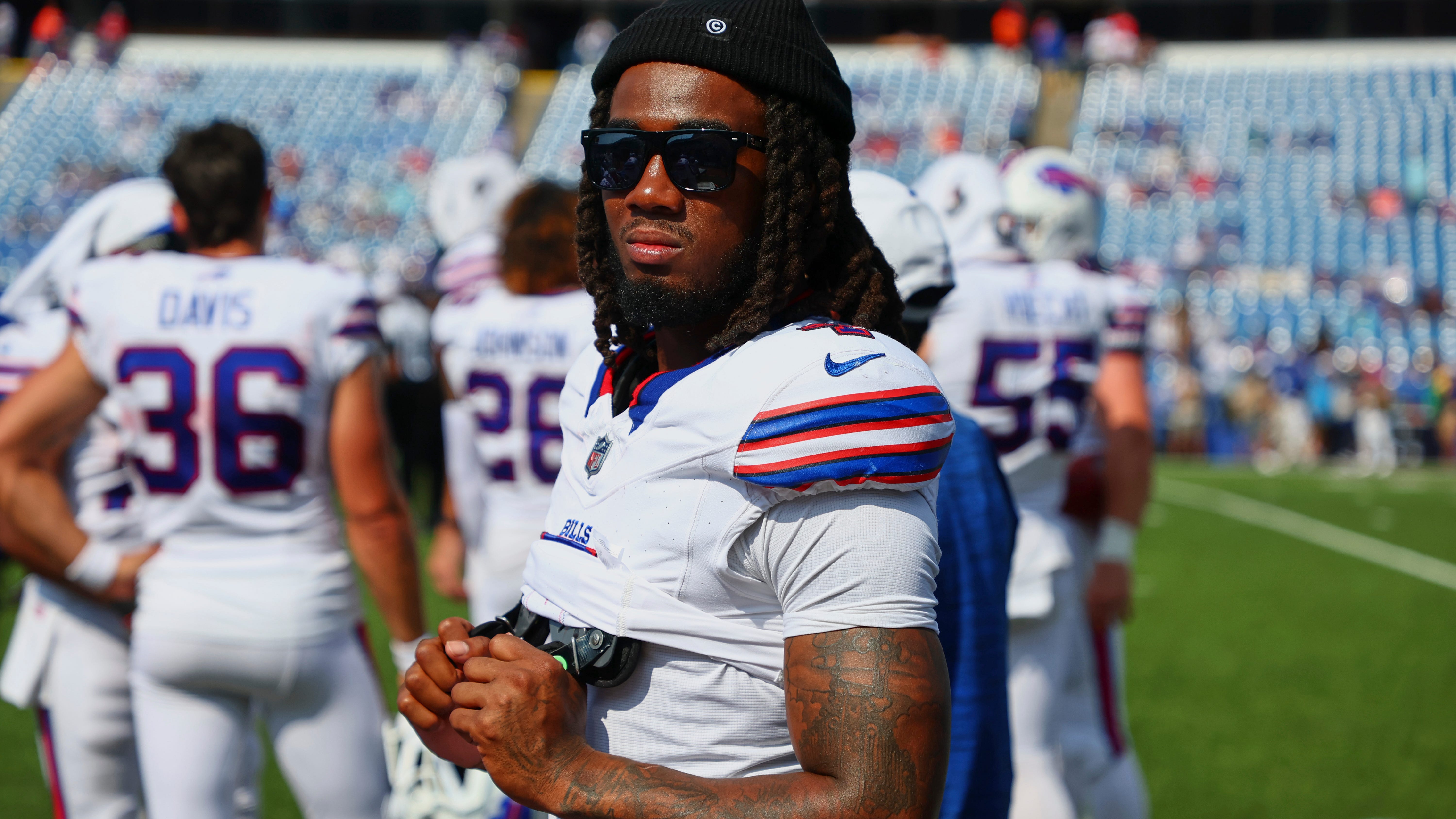 James Cook warms up, but declines to play in Bills' preseason opener as contract standoff continues
