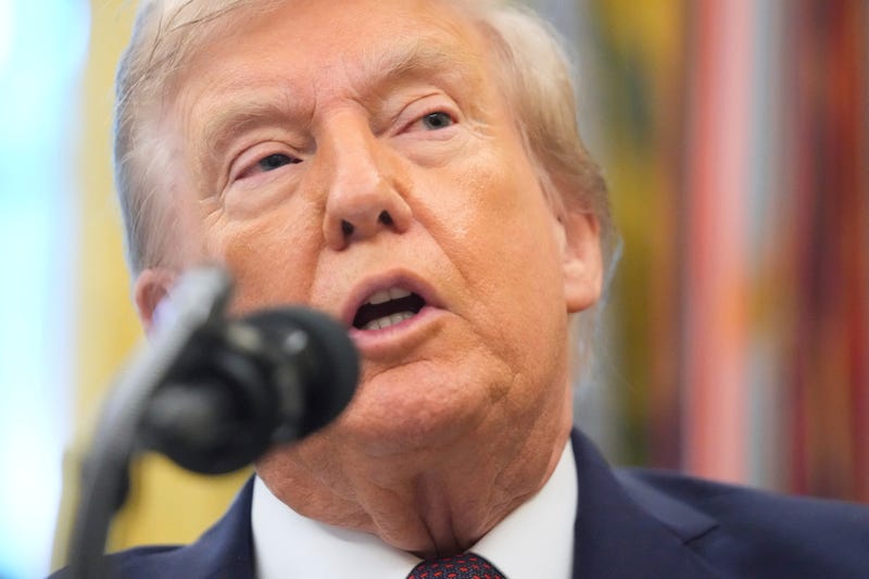 President Donald Trump speaks during an event about the relocation of U.S. Space Command headquarters from Colorado to Alabama in the Oval Office of the White House, Tuesday, Sept. 2, 2025, in Washington.
