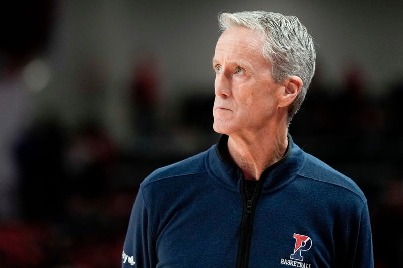Then-Penn head coach Steve Donahue looks on during the first half of an NCAA college basketball game against Houston, Saturday, Dec. 30, 2023, in Houston.