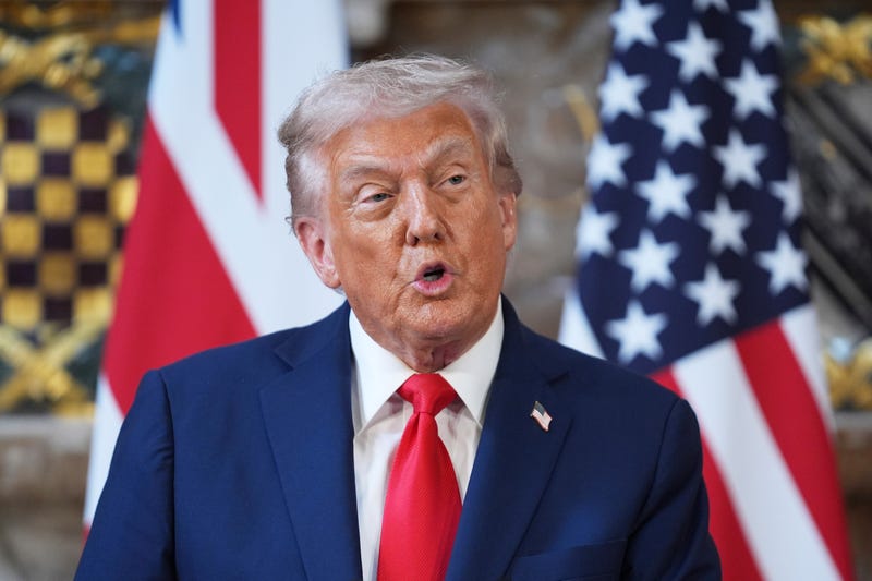 President Donald Trump speaks during a joint press conference with Britain's Prime Minister Keir Starmer at Chequers near Aylesbury, England, Thursday, Sept. 18, 2025.