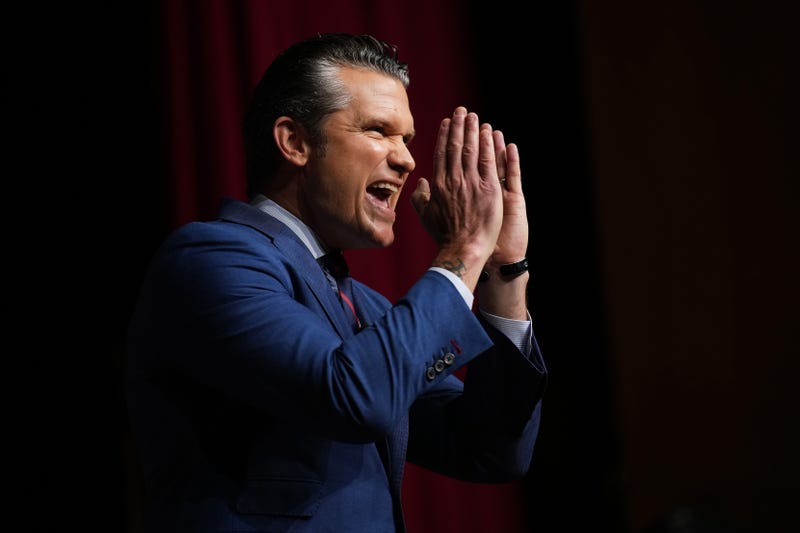 Secretary of Defense Pete Hegseth speaks to senior military leaders at Marine Corps Base Quantico, Tuesday, Sept. 30, 2025 in Quantico, Va.
