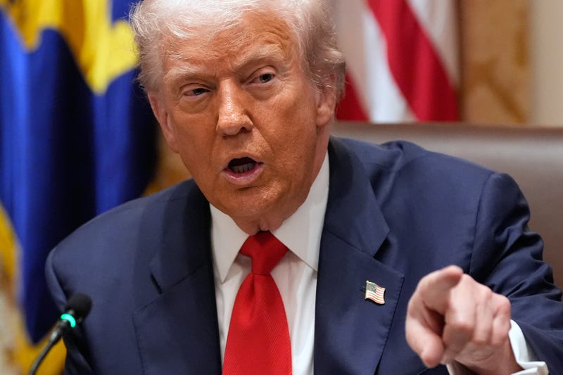 President Donald Trump speaks during a meeting with Argentina's President Javier Milei in the Cabinet Room of the White House, Tuesday, Oct. 14, 2025, in Washington