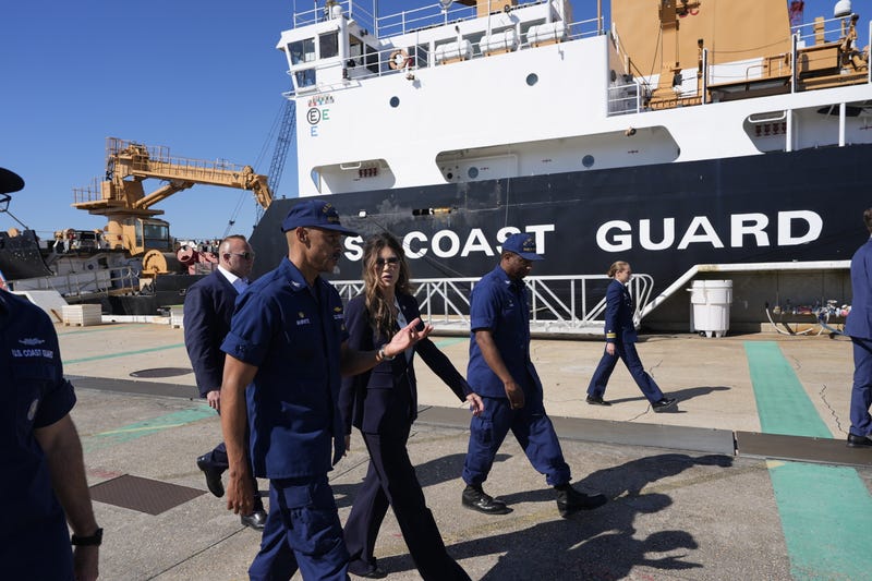 U.S. Homeland Security Secretary Kristi Noem participates in a tour at the U.S. Coast Guard Station Charleston, Friday, Nov. 7, 2025, in Charleston, S.C.