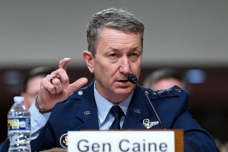 FILE - Chairman of the Joint Chiefs of Staff General Dan Caine testifies before Senate Armed Services Committee hearing on Capitol Hill in Washington, June 18, 2025.