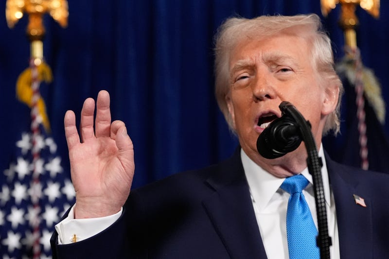 President Donald Trump speaks during a news conference at Mar-a-Lago, Saturday, Jan. 3, 2026, in Palm Beach, Fla.