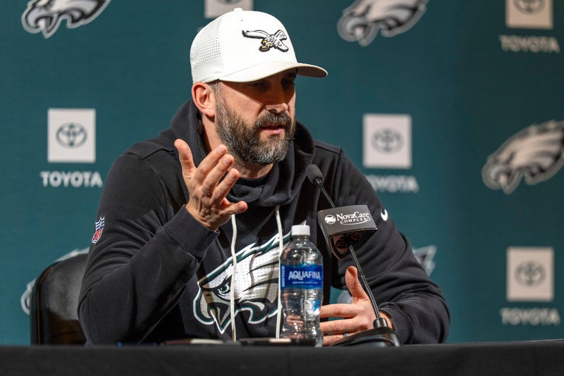 Philadelphia Eagles head coach Nick Sirianni speaks with the media during a news conference at the NFL football team's training facility, Thursday, Jan. 15, 2026, in Philadelphia. 