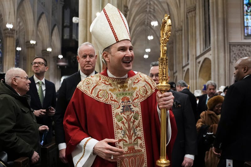 New York Archbishop-designate Ronald A. Hicks, who is taking over from Cardinal Timothy Dolan, leaves after his Installation Mass at St. Patrick's Cathedral in the Manhattan borough of New York on Friday, Feb. 6, 2026.