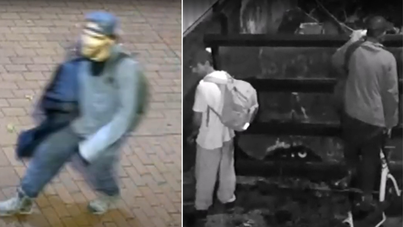 LEFT: The suspect police are seeking for the arson. RIGHT: The suspects police seek for the attempted burglary.