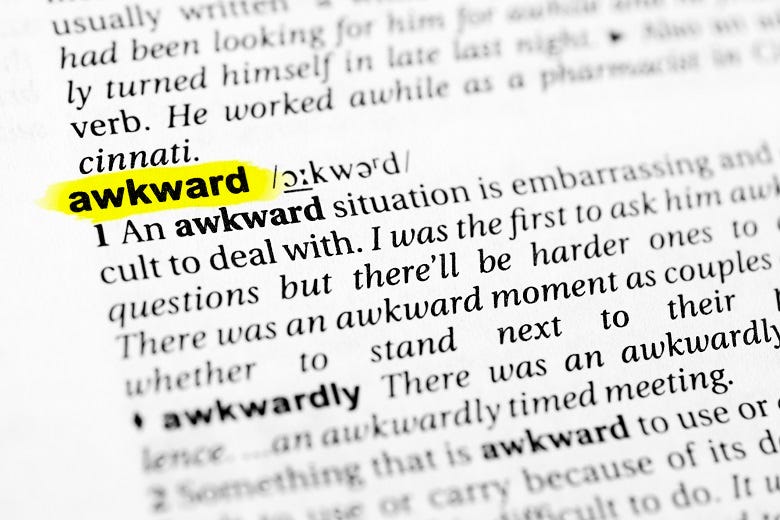 Awkward in dictionary 