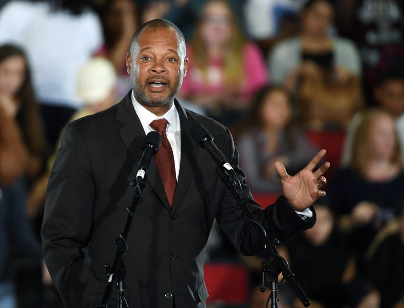 Democratic Nevada Senate Majority Leader and candidate for Nevada attorney general Aaron D. Ford (D-Las Vegas) speaks during a get-out-the-vote rally featuring former U.S. President Barack Obama at the Cox Pavilion as he campaigns for Nevada Democratic candidates on October 22, 2018 in Las Vegas