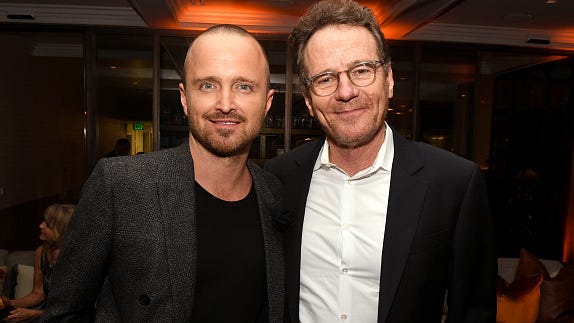 SCREENSHOTS: Aaron Paul and Bryan Cranston Reunite at 'Breaking Bad' Movie Premiere