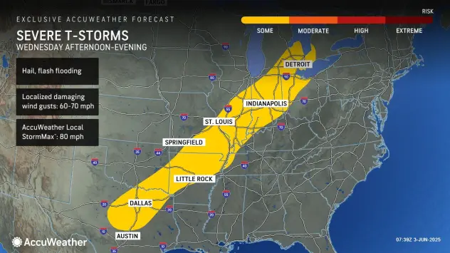 AccuWeather map shows storms in the forecast Wednesday