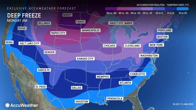 Deep freeze map of US