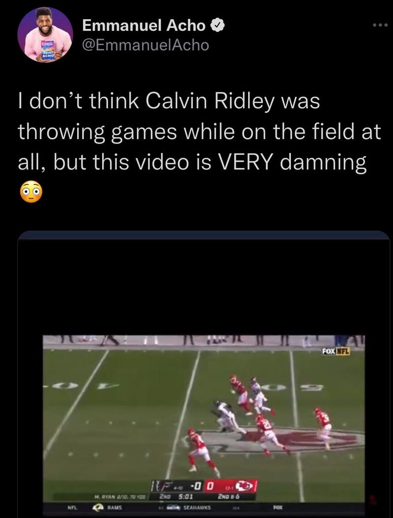 Emmanuel Acho's now-deleted tweet on Calvin Ridley
