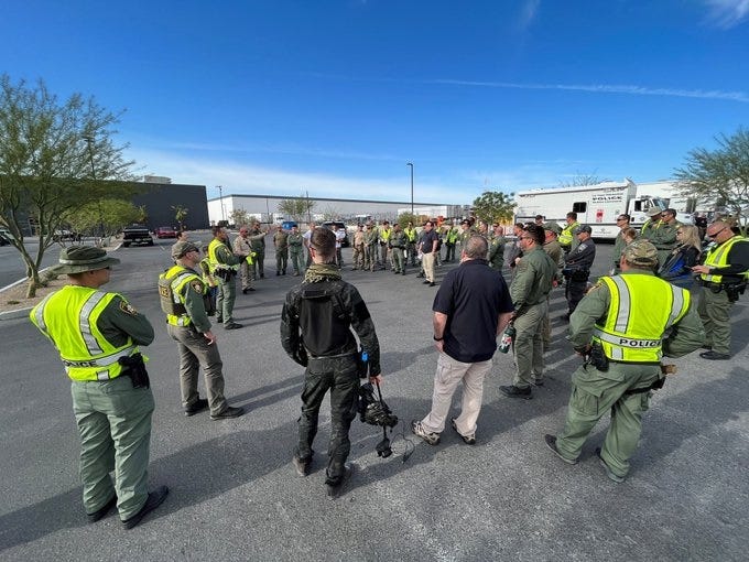 Las Vegas Metro Police gather to conduct an active-shooter drill