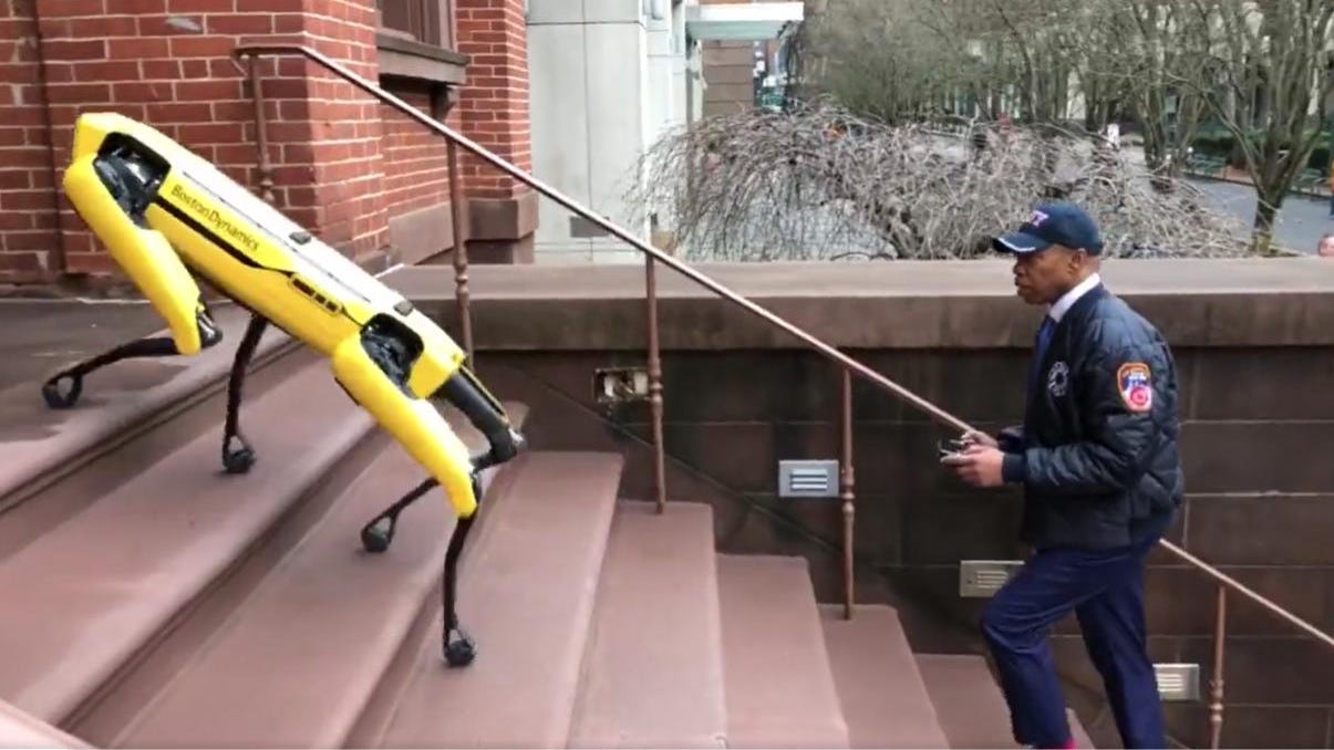 Adams takes FDNY's new robot dog for a test run