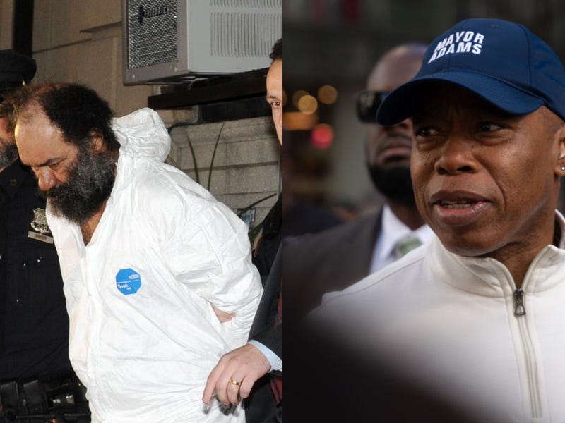 Mayor Eric Adams (R) restated his support for involuntarily removing people suffering from severe mental illness from city streets on Tuesday, one day after Ramon Rivera (L), 51, stabbed three New Yorkers to death.