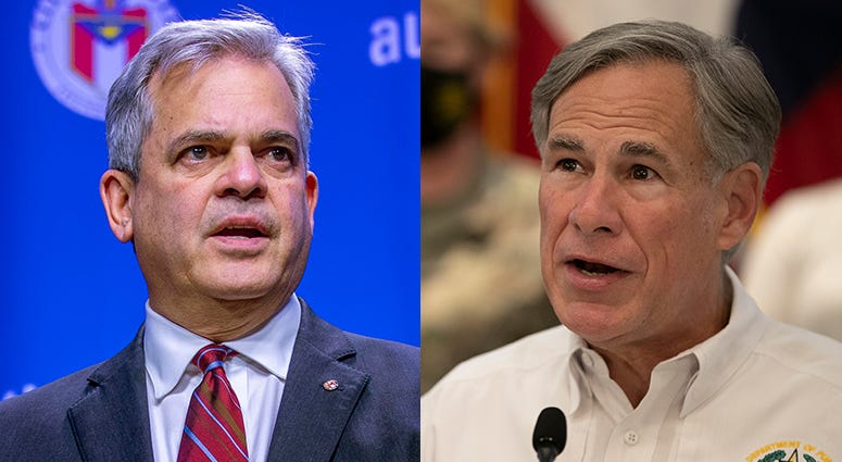 Austin Mayor Steve Adler, Texas Gov. Greg Abbott