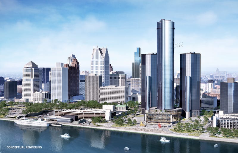 Aerial rendering of proposed Renaissance Center redevelopment