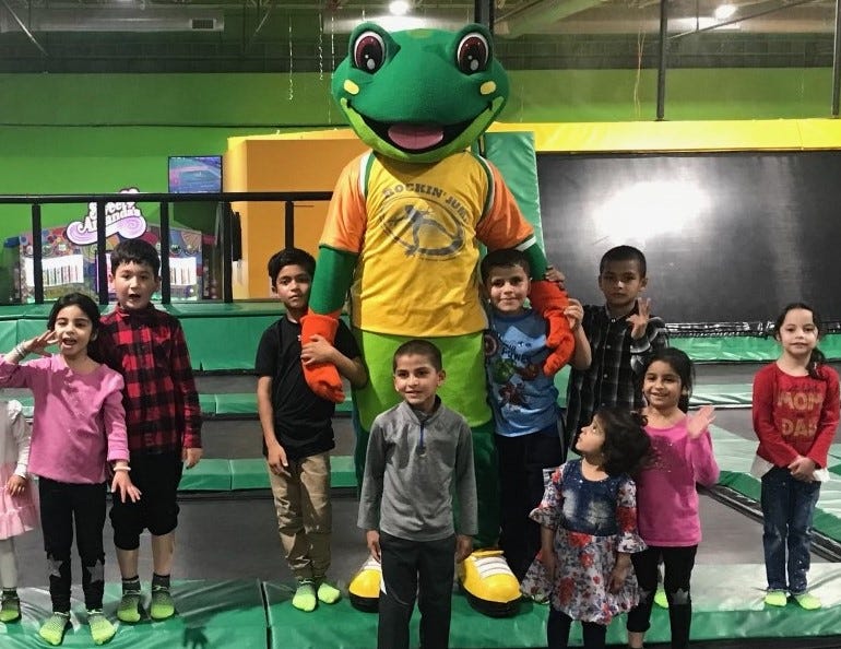 Rockin' Jump trampoline park in Shrewsbury closed early to host a private party for 250 Afghan refugees.
