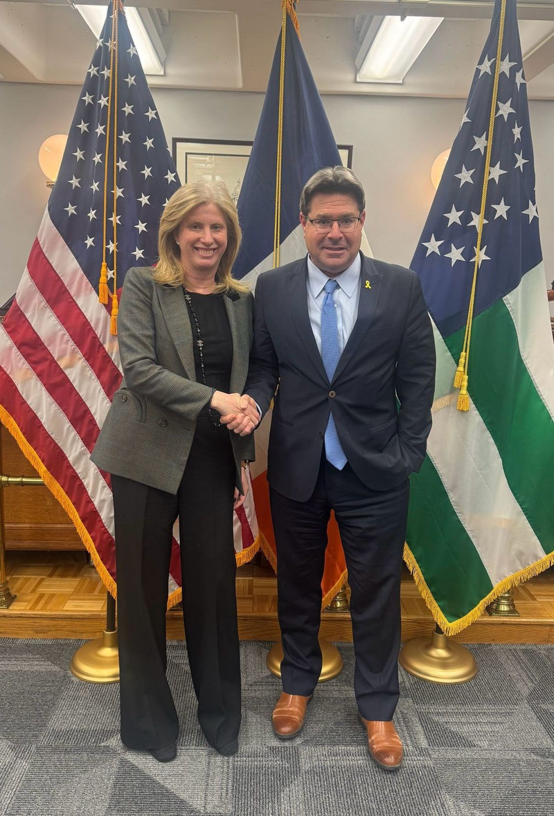 Ambassador Ofir Akunis, consul general of Israel in New York, met with NYPD commissioner Jessica Tisch on Feb. 12, 2025.