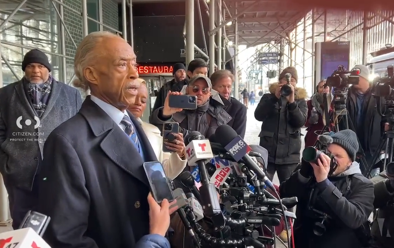 Rev. Al Sharpton speaks to reporters in Midtown Manhattan on Feb. 18, 2025