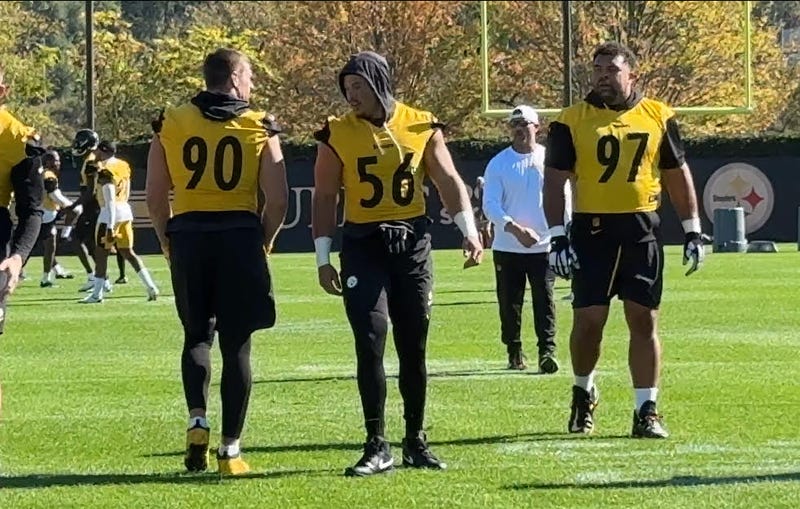 Alex Highsmith with TJ Watt and Cam Heyward