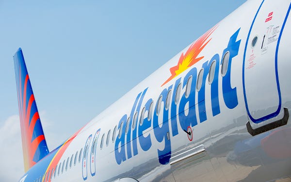 An Allegiant Airlines jet prepares to depart