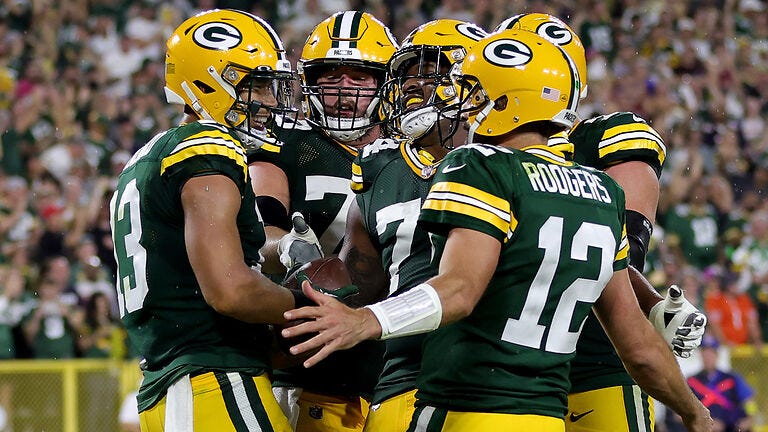 Aaron Rodgers on Allen Lazard's celebration: 'That’s not what happens with ayahuasca'