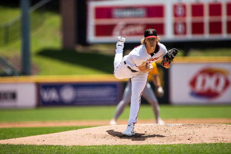 Quinn Priester pitching for Altoona