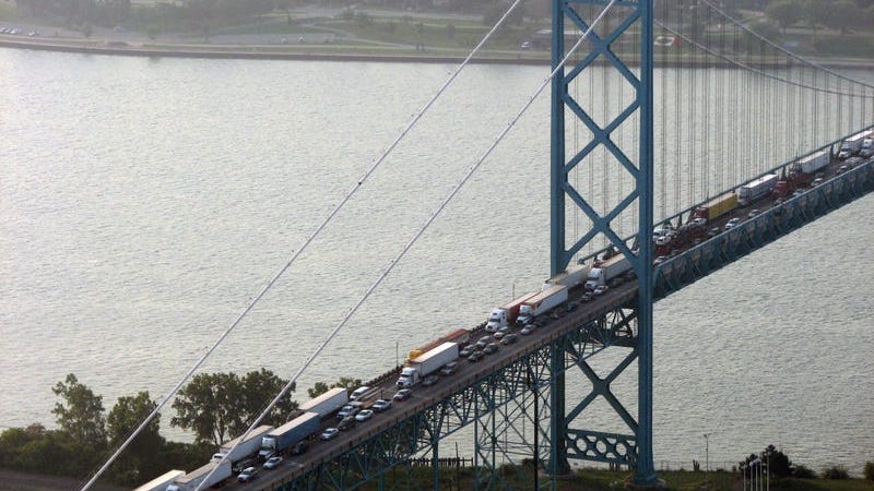 COVID-19 vaccine protests cause long traffic delays, close Ambassador Bridge in Detroit