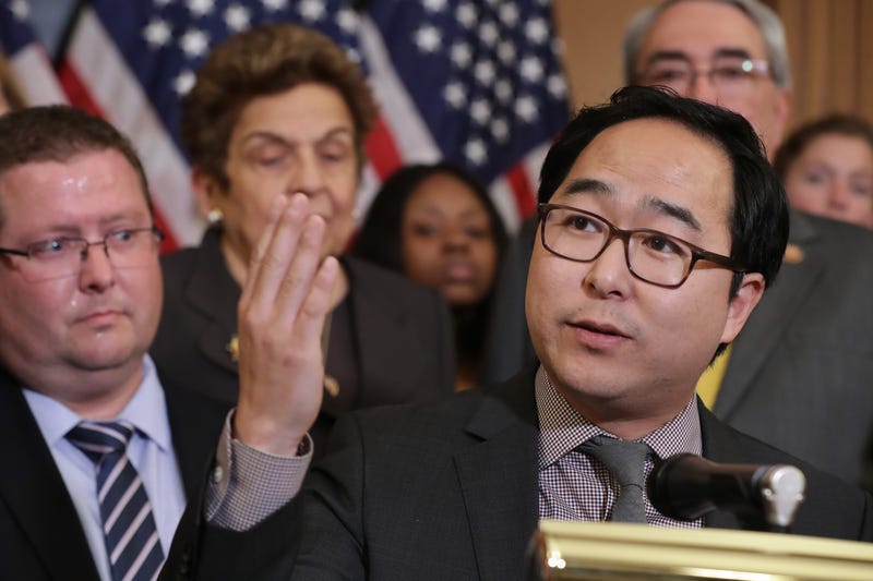 Rep. Andy Kim speaking at a press conference