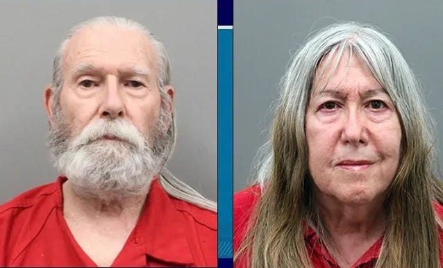 Booking photos of Timothy Miller and Carolyn Luke