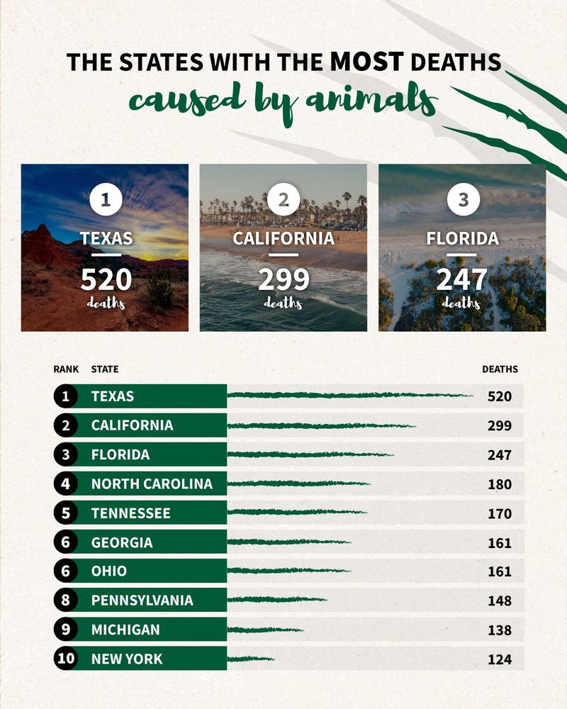 Most deaths caused by animals