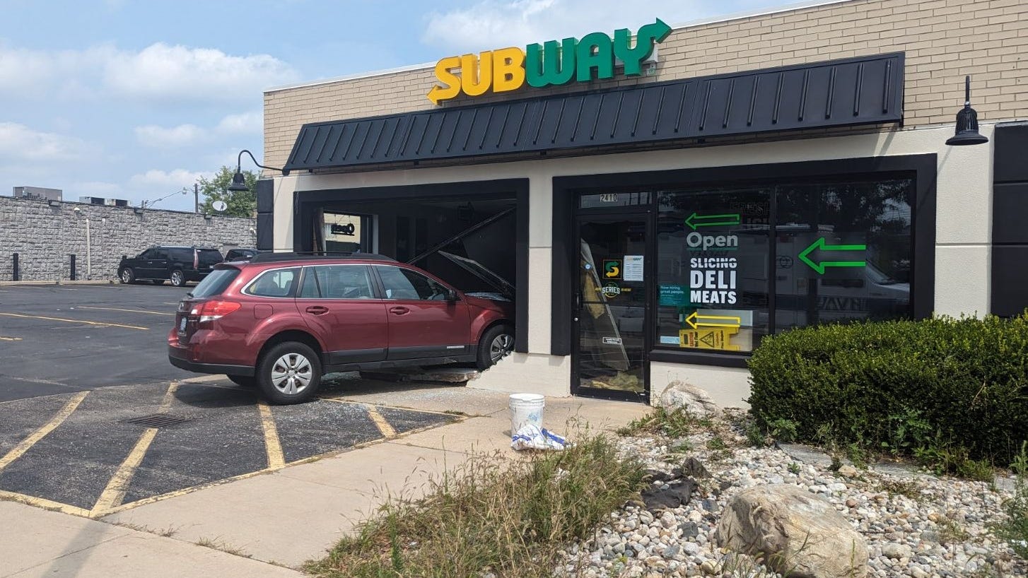Car crashes through front of Subway restaurant in Ann Arbor