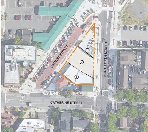 Outline of Downtown Ann Arbor property to be redeveloped