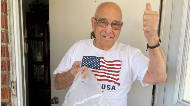 91-year old Anthony Tarrantino of the South Hills was overjoyed to receive two meals.