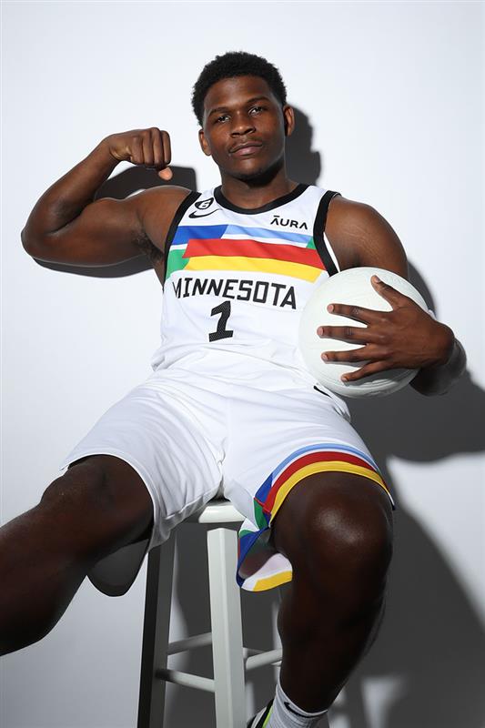 Anthony Edwards debuting the Timberwolves' new City Edition jersey.