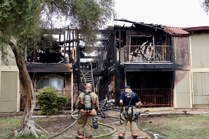 Clark County Fire crews on scene of an apartment fire on Tamarus St on 9-2-25