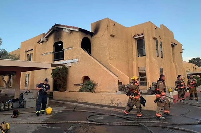 Crews extinguish a fire at the International Villas Apartments on 4/19/22