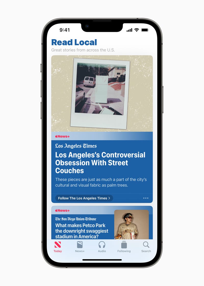 Apple News' new "Read Local" feature.