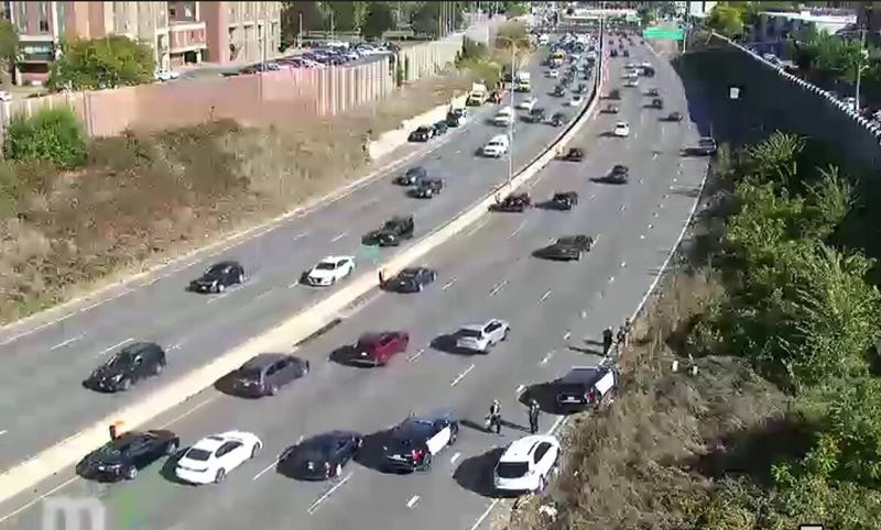 One of two stolen vehicles suspected of being involved in the robberies was spotted and crashed near I-94 and Cedar Avenue Tuesday.
