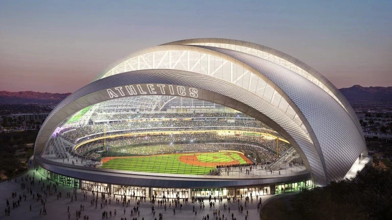 Artist rendering of the stadium for the Athletics when they relocate to Las Vegas