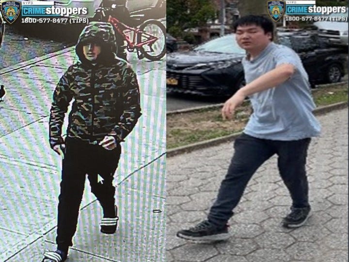 Suspects wanted for attacks on a man (R) and woman (L) in Bay Ridge, Brooklyn in April. 